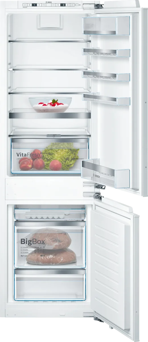 Bosch Series 6 built-in fridge-freezer with doors open