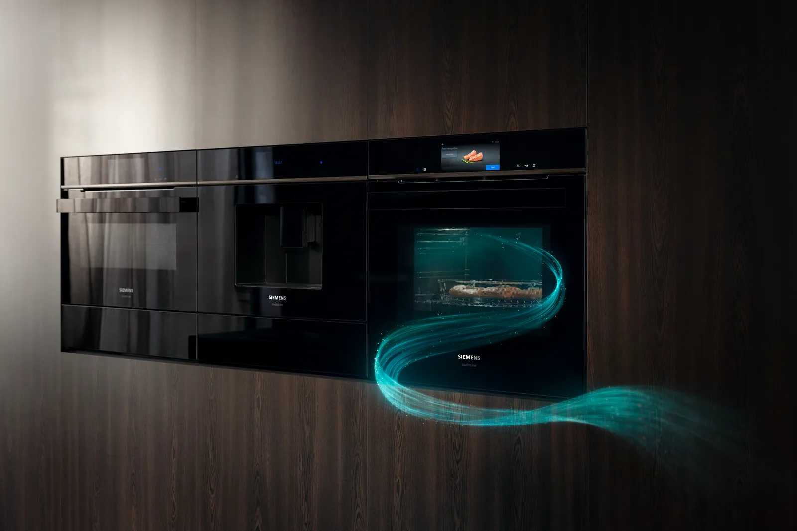 Siemens studioLine built-in compact oven, coffee machine and oven in a row