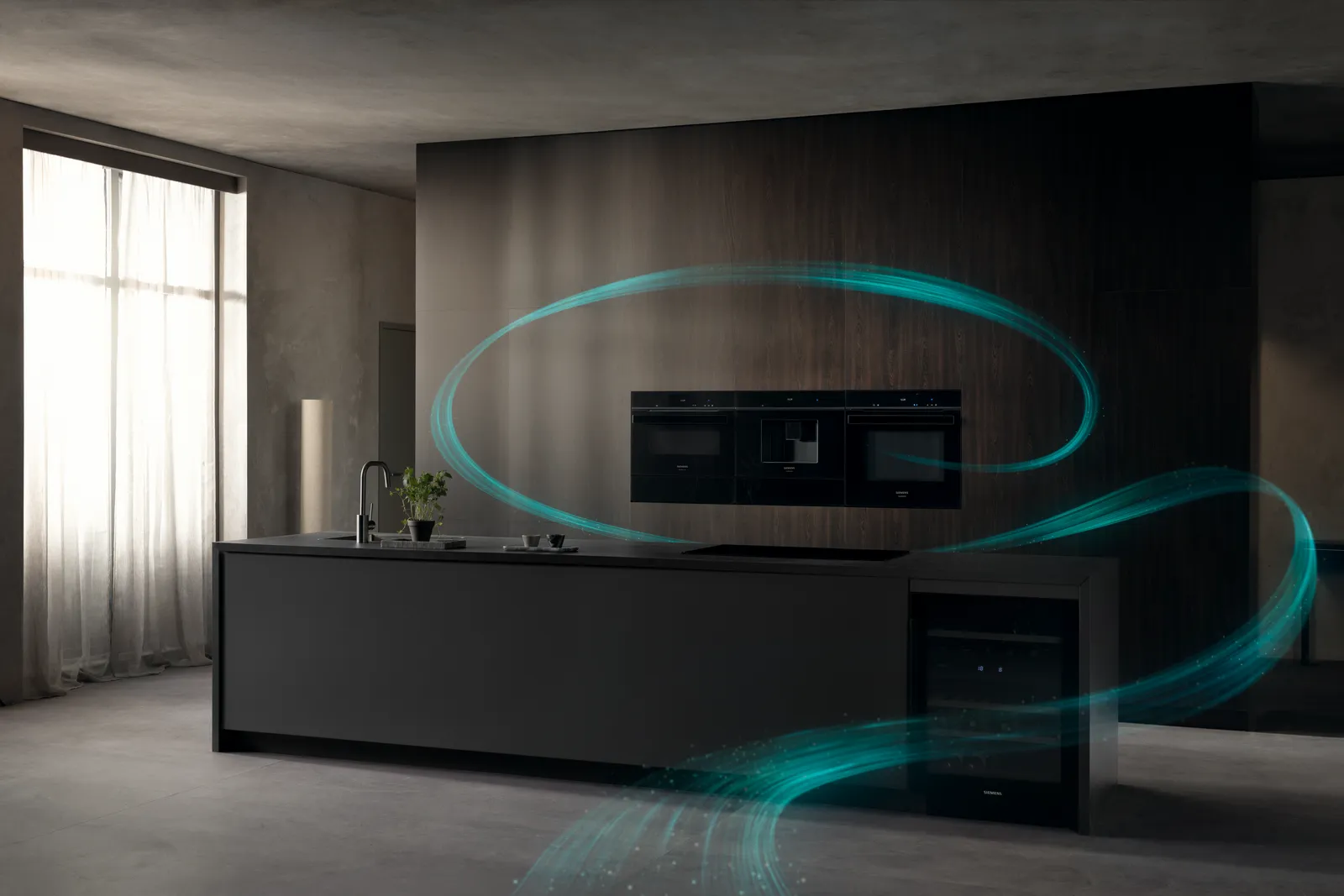 Siemens iQ700 built-in ovens and coffee machine in a modern kitchen
